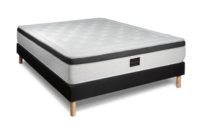 Ensemble Matelas Sommier 200x200 cm - Sommier Noir (en kit) - Privilège