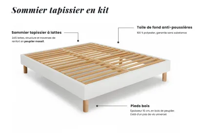 Ensemble Matelas Sommier 180x200 cm - Sommier Blanc (en kit) - Suite