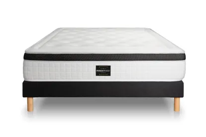Ensemble Matelas Sommier 140x200 cm - Sommier Noir (déjà monté) - Privilège