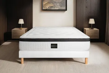 Ensemble Matelas Sommier 140x200 cm - Sommier Blanc (déjà monté) - Privilège