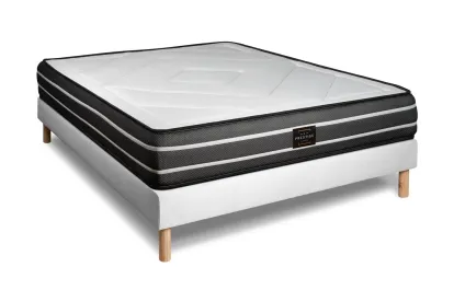 Ensemble Matelas Sommier 140x190 cm - Sommier Blanc (déjà monté) - Exclusive