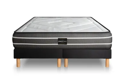 Ensemble Matelas Sommier 180x200 cm - 2 Sommiers Noirs (déjà monté) - Exclusive