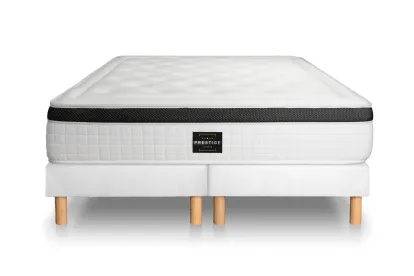 Ensemble Matelas Sommier 200x200 cm - 2 Sommiers Blancs (déjà monté) - Privilège