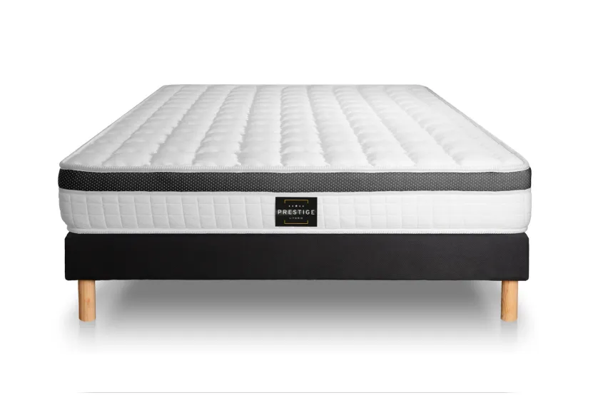 Ensemble Matelas Sommier 160x200 cm - Sommier Noir (en kit) - Supérieur