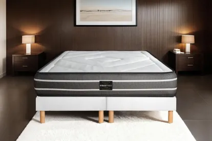 Ensemble Matelas Sommier 200x200 cm - 2 Sommiers Blancs (déjà monté) - Exclusive