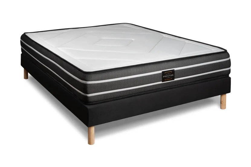 Ensemble Matelas Sommier 140x190 cm - Sommier Noir (déjà monté) - Exclusive