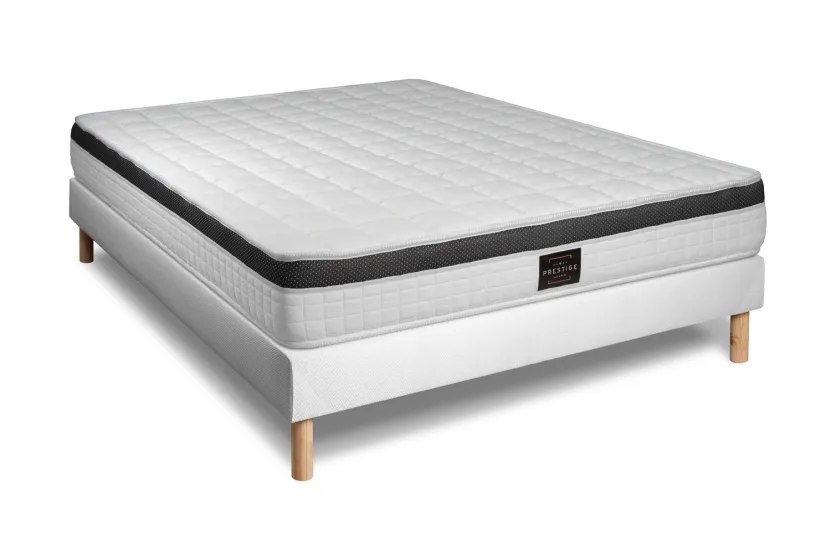 Ensemble Matelas Sommier 160x200 cm - Sommier Blanc (déjà monté) - Supérieur