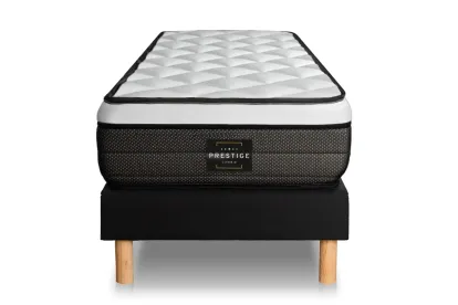 Ensemble Matelas Sommier 90x200 cm - Sommier Noir (déjà monté) - Suite