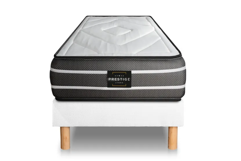 Ensemble Matelas Sommier 80x190 cm - Sommier Blanc (déjà monté) - Exclusive