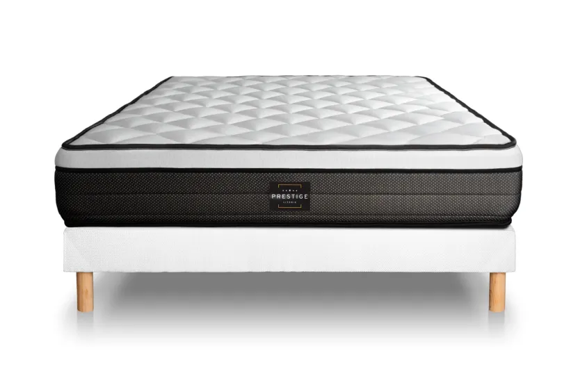 Ensemble Matelas Sommier 140x190 cm - Sommier Blanc (déjà monté) - Suite