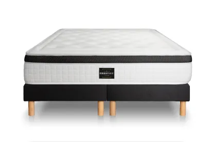 Ensemble Matelas Sommier 180x200 cm - 2 Sommiers Noirs (déjà monté) - Privilège