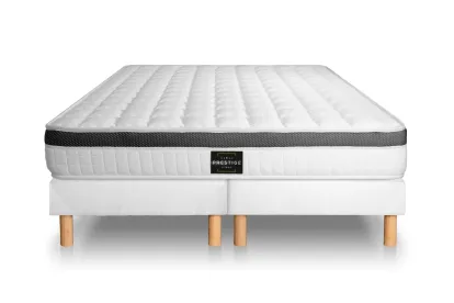 Ensemble Matelas Sommier 180x200 cm - 2 Sommiers Blancs (déjà monté) - Supérieur