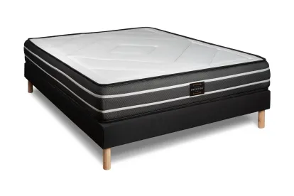 Ensemble Matelas Sommier 140x200 cm - Sommier Noir (déjà monté) - Exclusive