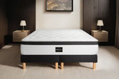 Ensemble Matelas Sommier 160x200 cm - 2 Sommiers Noirs - Privilège