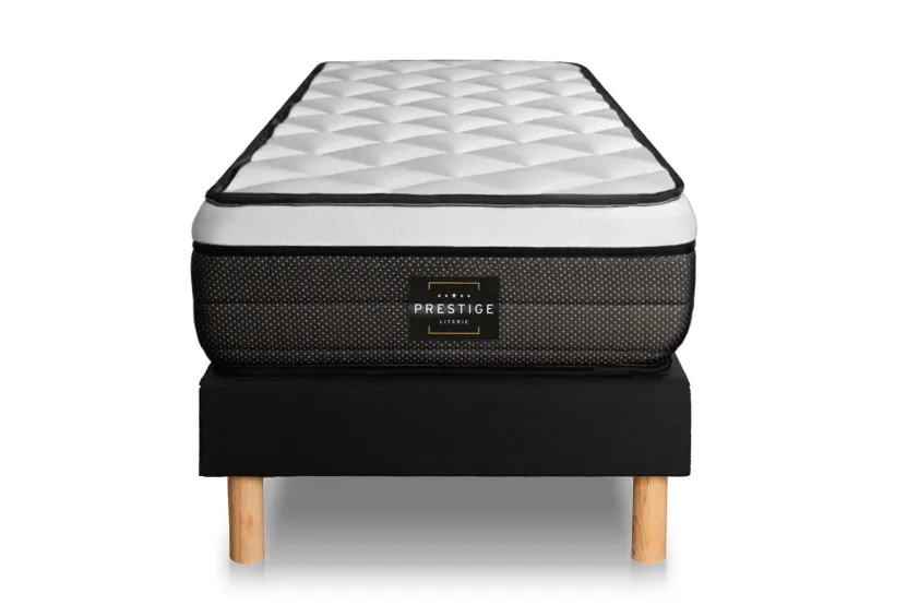 Ensemble Matelas Sommier 80x190 cm - Sommier Noir (en kit) - Suite
