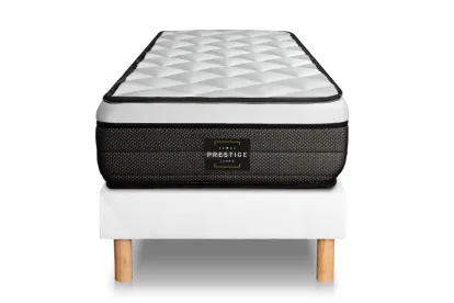 Ensemble Matelas Sommier 90x190 cm - Sommier Blanc (en kit) - Suite