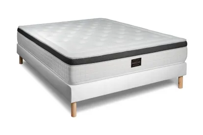 Ensemble Matelas Sommier 160x200 cm - Sommier Blanc (déjà monté) - Privilège