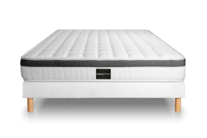 Ensemble Matelas Sommier 160x200 cm - Sommier Blanc (déjà monté) - Supérieur