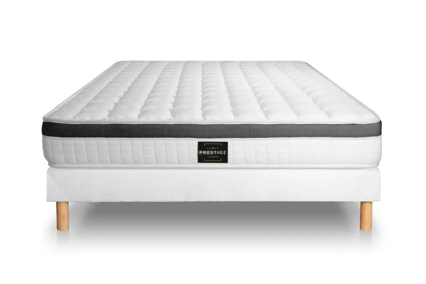 Ensemble Matelas Sommier 160x200 cm - Sommier Blanc (déjà monté) - Supérieur