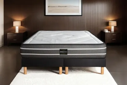 Ensemble Matelas Sommier 160x200 cm - 2 Sommiers Noirs - Exclusive