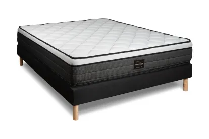 Ensemble Matelas Sommier 160x200 cm - Sommier Noir (en kit) - Suite