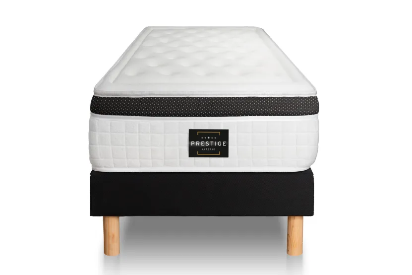 Ensemble Matelas Sommier 120x190 cm - Sommier Noir (en kit) - Privilège