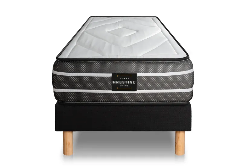 Ensemble Matelas Sommier 80x190 cm - Sommier Noir (en kit) - Exclusive