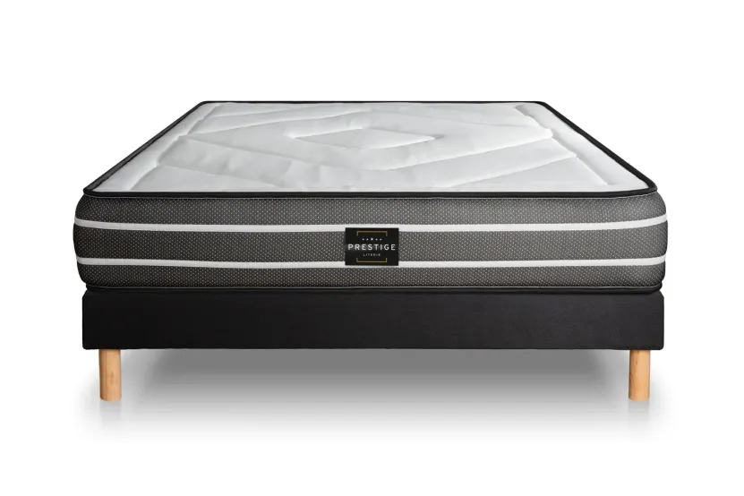 Ensemble Matelas Sommier 140x200 cm - Sommier Noir (en kit) - Exclusive