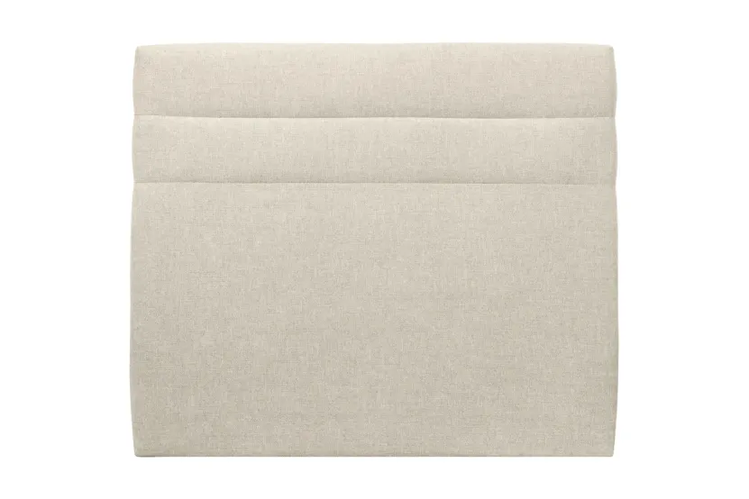 Tête de lit 135 cm Lignes - Tissu Toile Natté Beige Clair