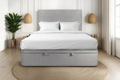 Sommier Coffre 140x190 cm - Bouclette - Gris