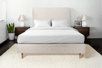 Sommier Tapissier 150x200 cm - H35 cm - Bouclette - Beige clair