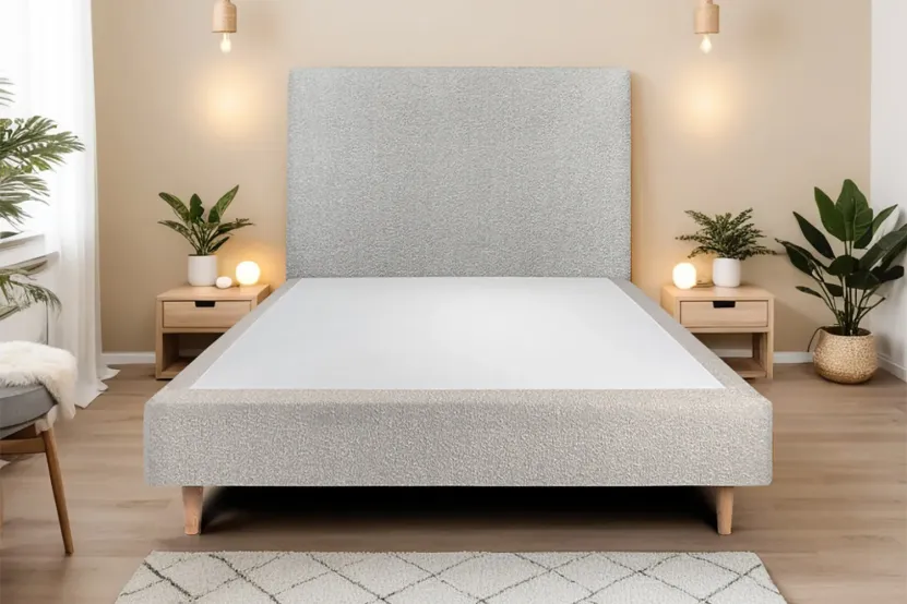 Tête de lit 160 cm Tapissée - Tissu Bouclette Gris