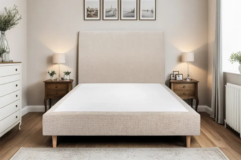 Tête de lit 140 cm Tapissée - Tissu Toile Natté Beige Brun