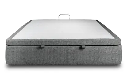 Sommier Coffre 140x200 cm - Toile nattée  - Gris anthracite