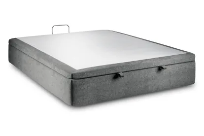 Sommier Coffre 140x200 cm - Toile nattée  - Gris anthracite