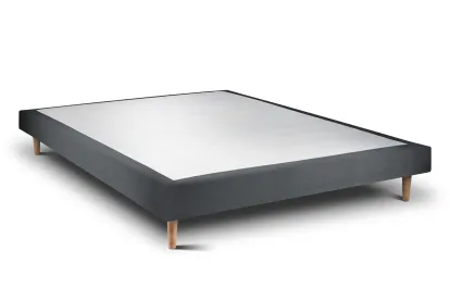 Sommier Tapissier 140x200 cm - H29 cm - Velours - Gris anthracite