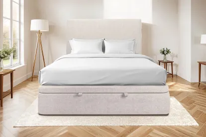 Sommier Coffre 140x200 cm - Toile nattée  - Beige clair