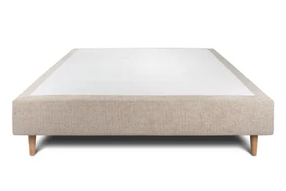 Sommier Tapissier 135x190 cm - H35 cm - Toile nattée - Beige brun