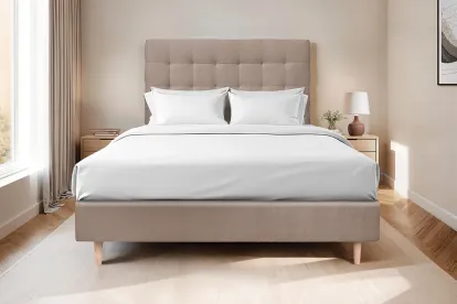 Tête de lit 200 cm Capitonnée - Tissu Velours Taupe
