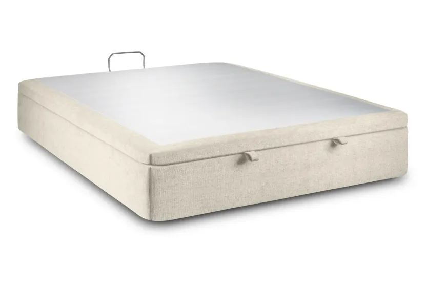 Sommier Coffre 160x200 cm - Toile Nattée - Beige Clair