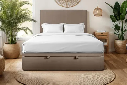 Sommier Coffre 160x200 cm - Velours - Taupe
