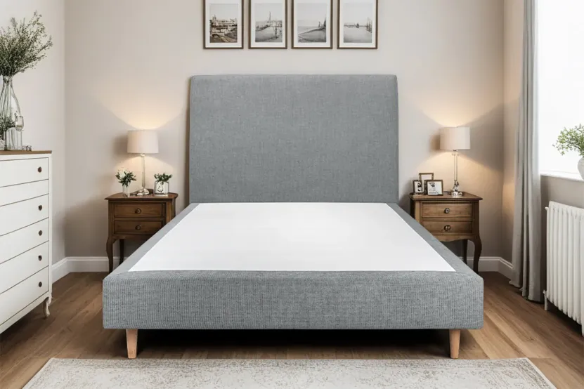 Tête de lit 135 cm Tapissée - Tissu Toile Natté Gris Anthracite