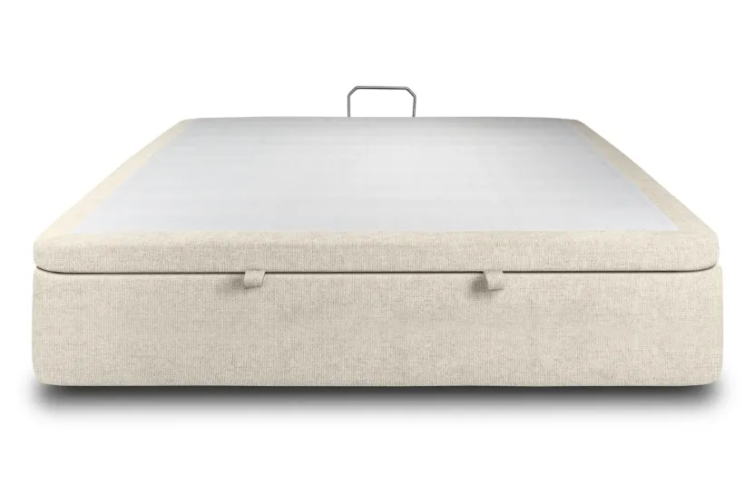Sommier Coffre 160x200 cm - Toile Nattée - Beige Clair