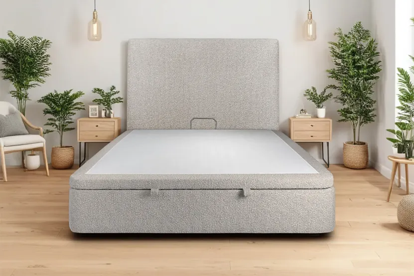 Sommier Coffre 140x200 cm - Bouclette - Gris