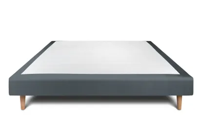 Sommier Tapissier 140x190 cm - H29 cm - Velours - Gris anthracite