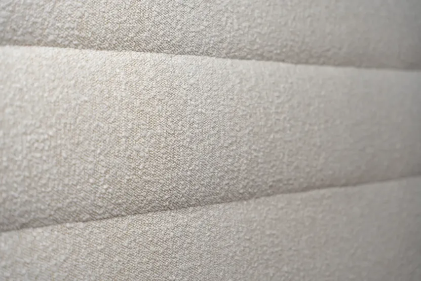 Tête de lit 90 cm Lignes - Tissu Bouclette Beige Clair