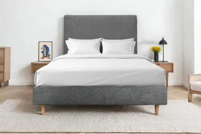 Tête de lit 140 cm Tapissée - Tissu Toile Natté Gris Anthracite
