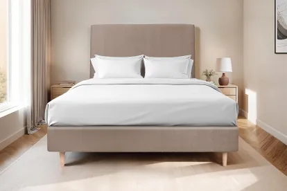 Sommier Tapissier 140x190 cm - H35 cm - Velours - Taupe
