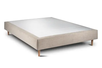 Sommier Tapissier 135x190 cm - H35 cm - Toile nattée - Beige brun