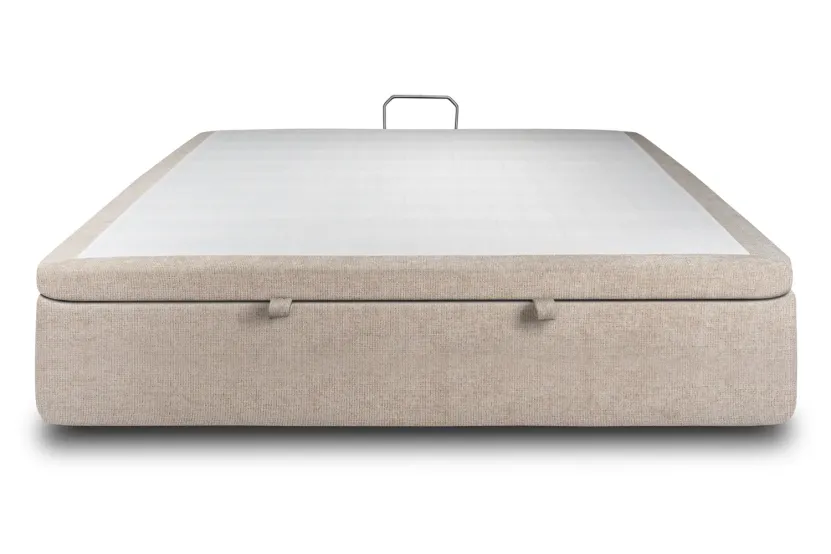 Sommier Coffre 140x190 cm - Toile Nattée - Beige Brun